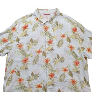 Tommy Bahama Relax Hawaiian 100% Linen Shirt Mens 3XL Floral Tropical Camp